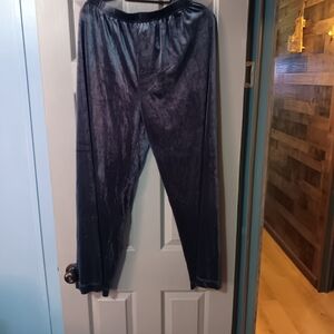 Velvet Navy Blue Wide-Leg Pants